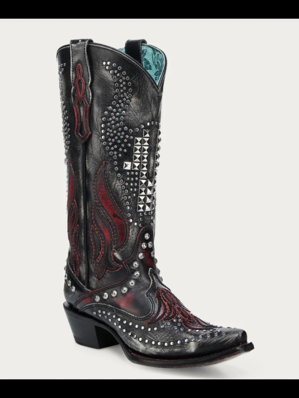 Corral Black and Burgundy Western Boot Sole Detail Size 9.5 STYLE A4833